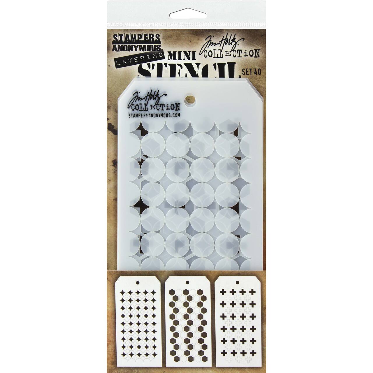 Stampers Anonymous Tim Holtz&#xAE; Mini #40 Layering Stencil Set